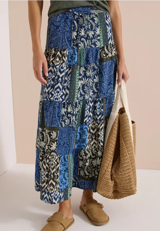 Midirok met grafisch patroon universal blue