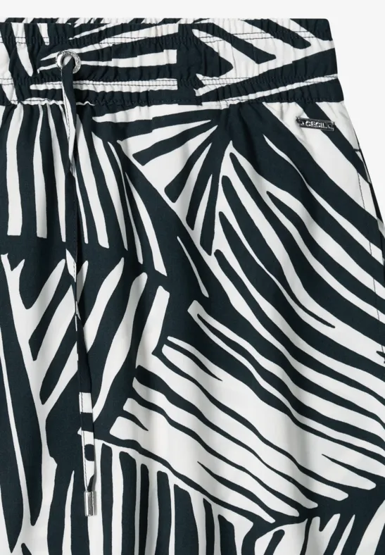 Zwart-witte rok met abstract zebrapatroon en elastische tailleband.