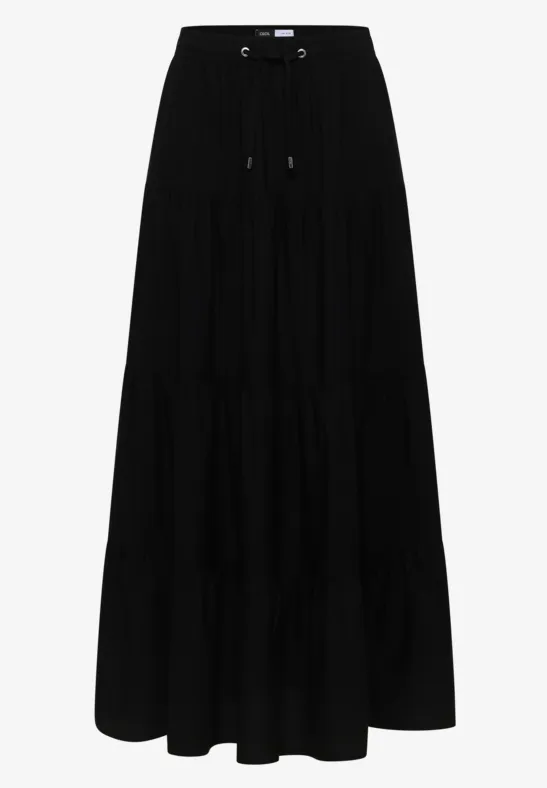 Maxi-Rock mit Volants und Elastikbund Black