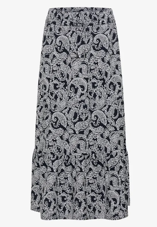 Maxirock mit schwarz-weißem Paisley-Muster
