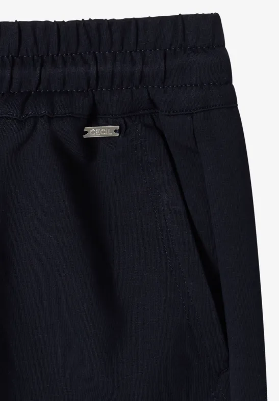Dunkelblaue Hose mit elastischem Bund und seitlicher Tasche