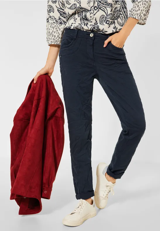 Casual fit met crash-effect deep blue