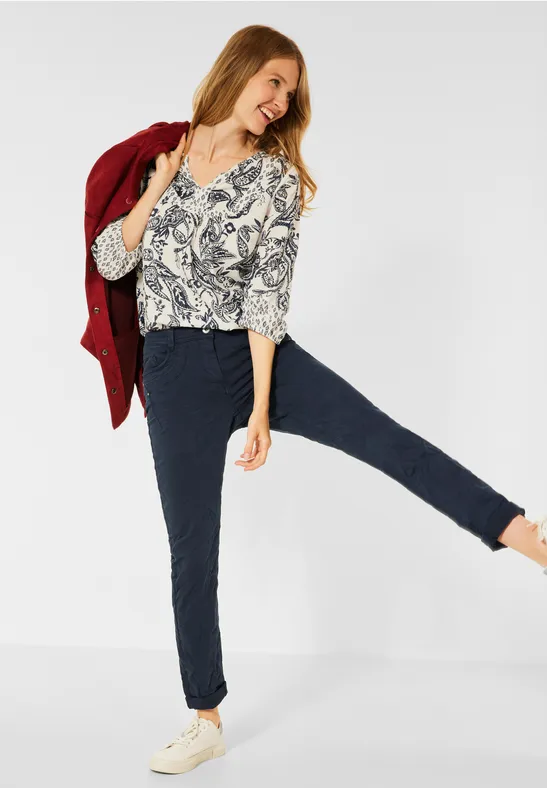 Casual fit met crash-effect deep blue