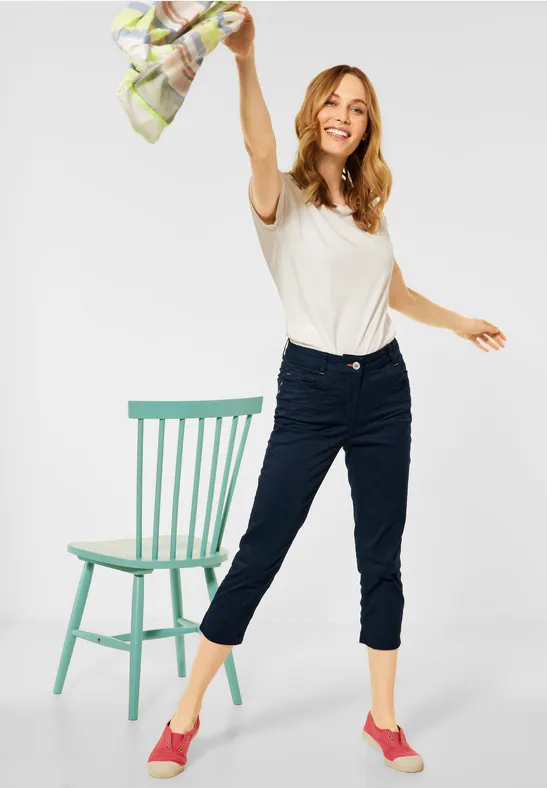 Slim fit broek met hoge taille deep blue