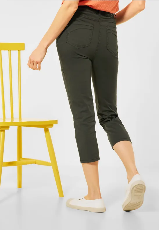Slim fit broek met hoge taille utility olive