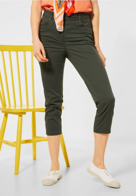 Slim fit broek met hoge taille utility olive