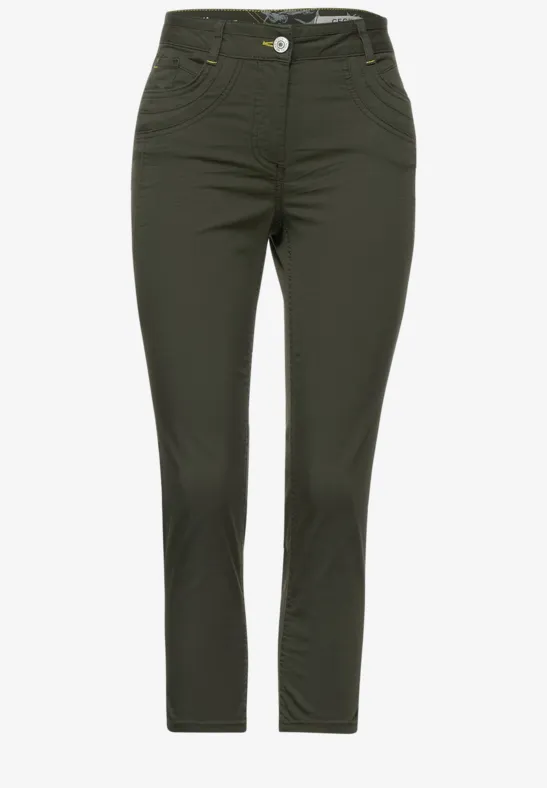 Slim fit broek met hoge taille utility olive