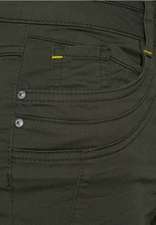 Slim fit broek met hoge taille utility olive