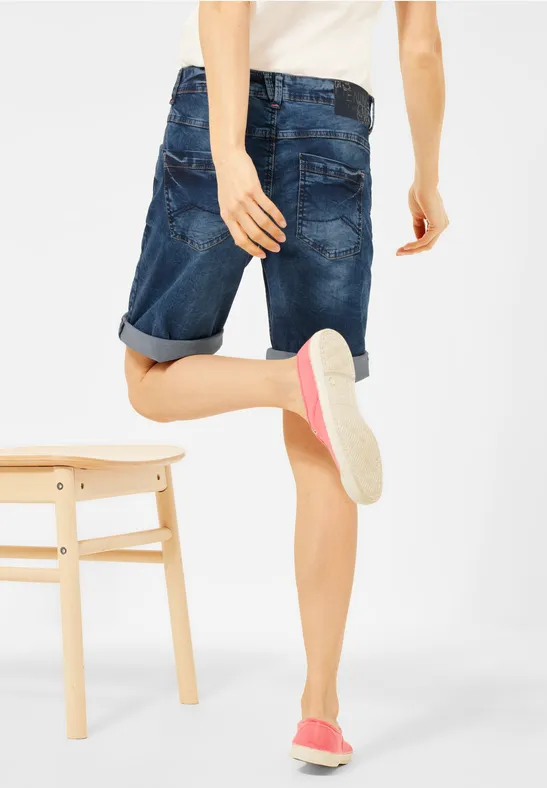 Blaue Loose Fit Shorts mid blue used wash