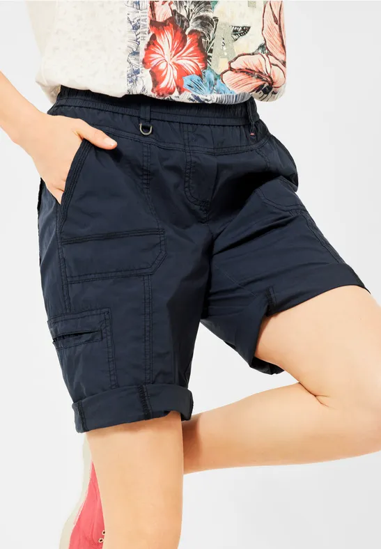 Loose fit short in effen kleur deep blue