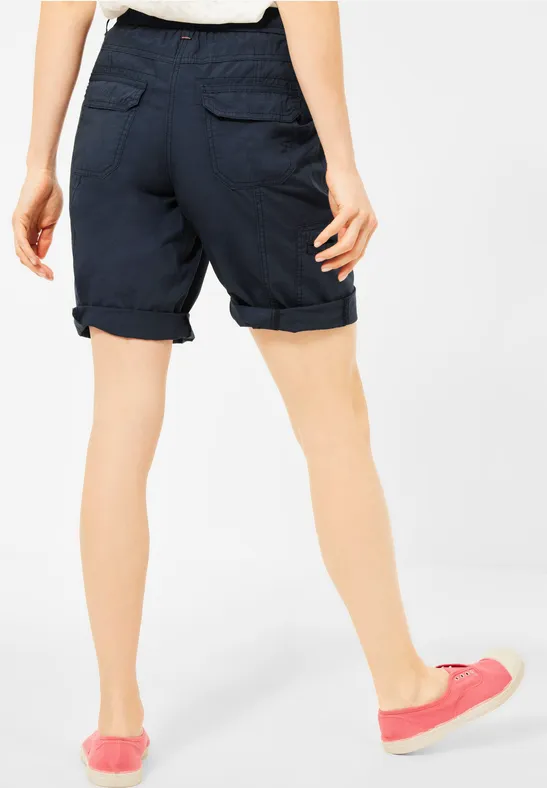Loose fit short in effen kleur deep blue