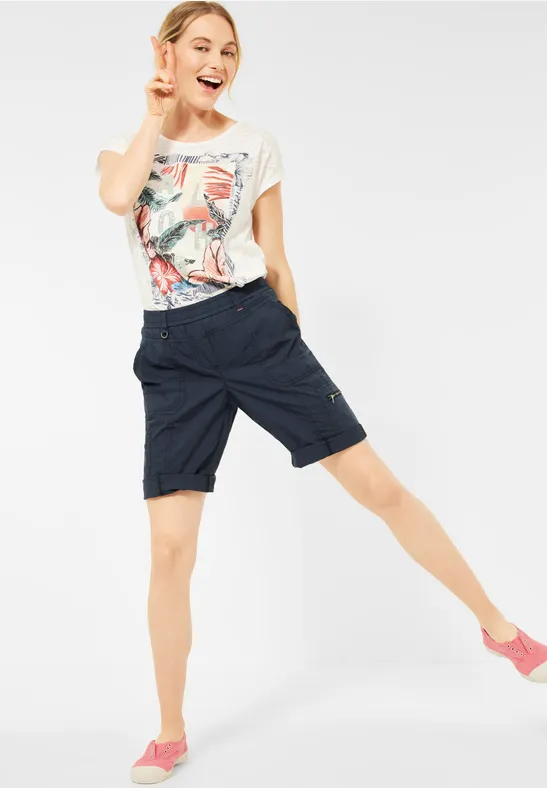 Loose fit short in effen kleur deep blue