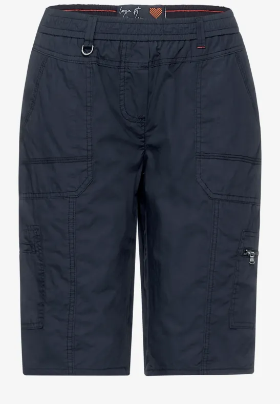 Loose fit short in effen kleur deep blue