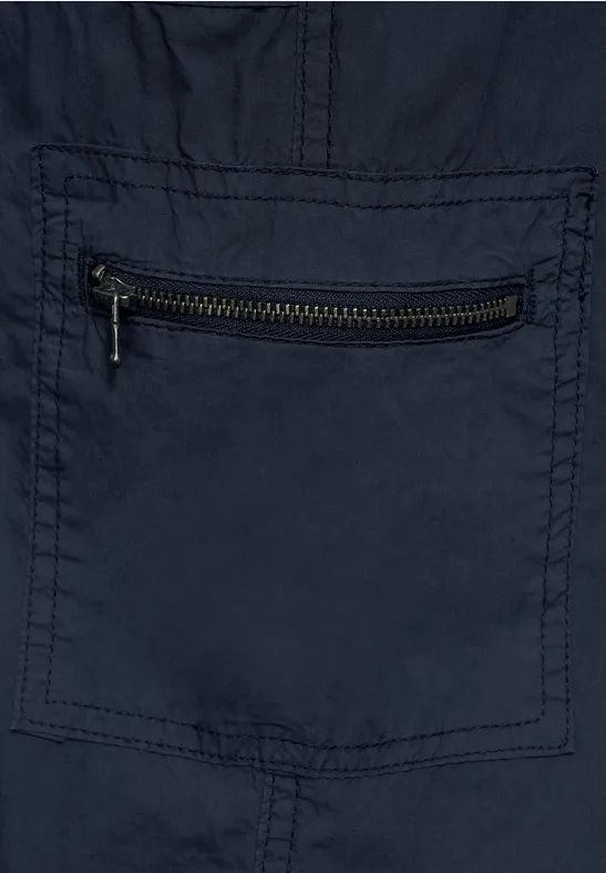 Loose fit short in effen kleur deep blue