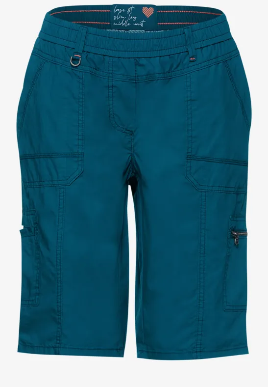 Loose fit short in effen kleur deep lagoon blue