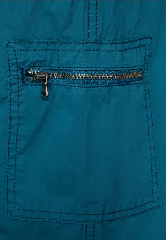 Loose fit short in effen kleur deep lagoon blue