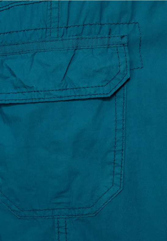 Loose fit short in effen kleur deep lagoon blue