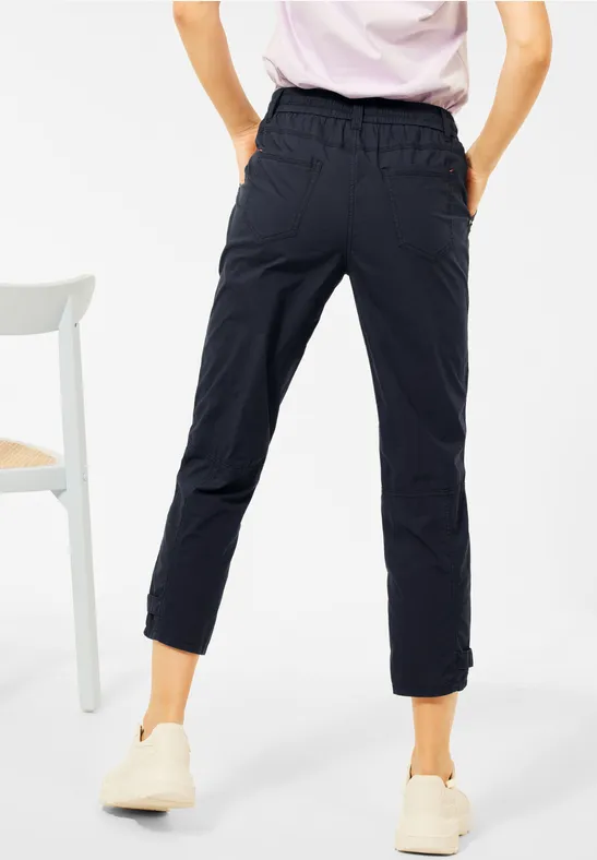 Loose fit broek met paperbag deep blue