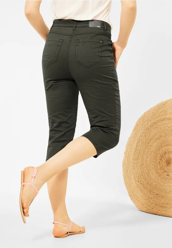 Pantalon coupe slim taille haute utility olive