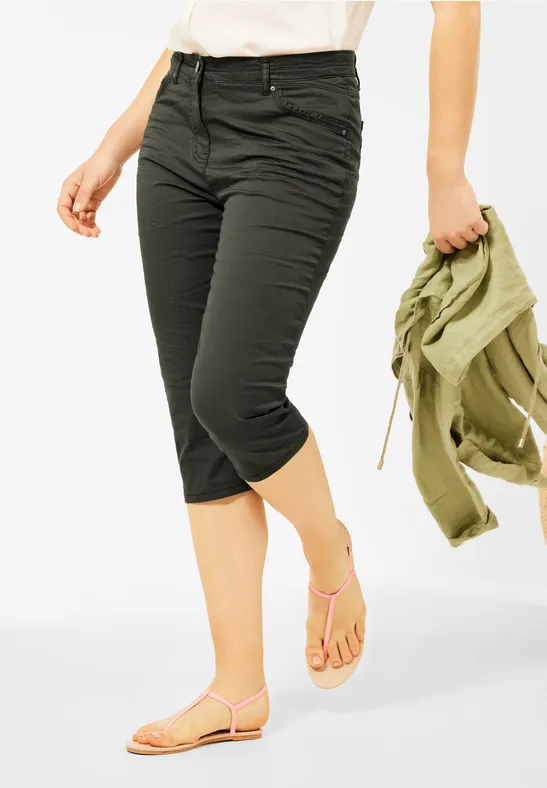 Pantalon coupe slim taille haute utility olive