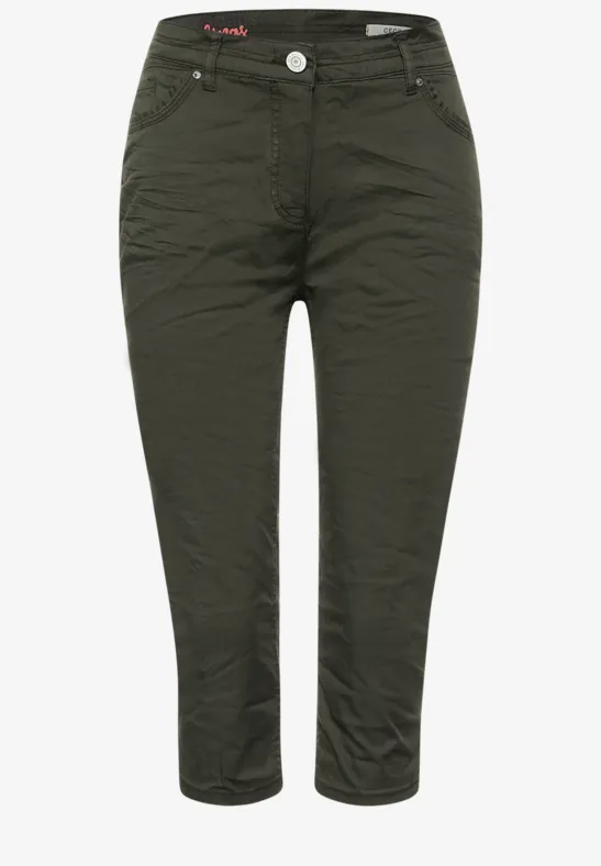 Pantalon coupe slim taille haute utility olive