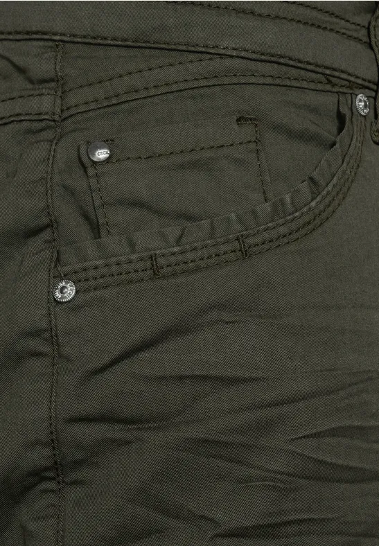 Pantalon coupe slim taille haute utility olive