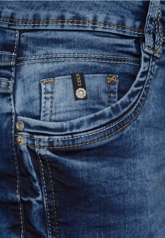 Loose Fit Jeans mid blue used wash
