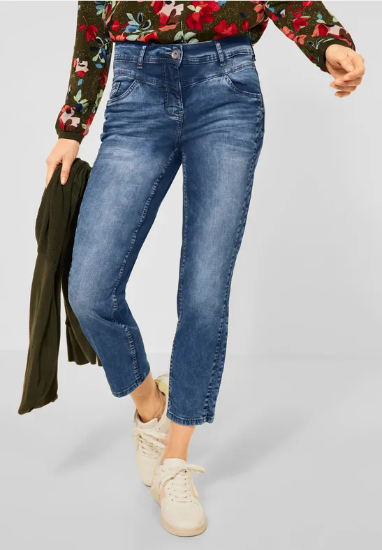 Loose Fit Jeans mid blue used wash