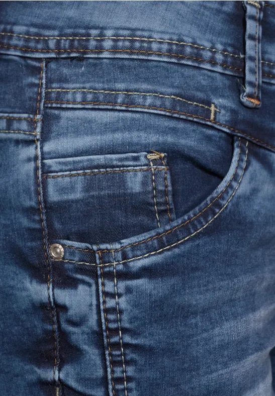 Loose Fit Jeans mid blue used wash