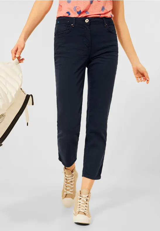 Slim-fit broek in high waist deep blue
