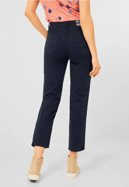 Slim-fit broek in high waist deep blue