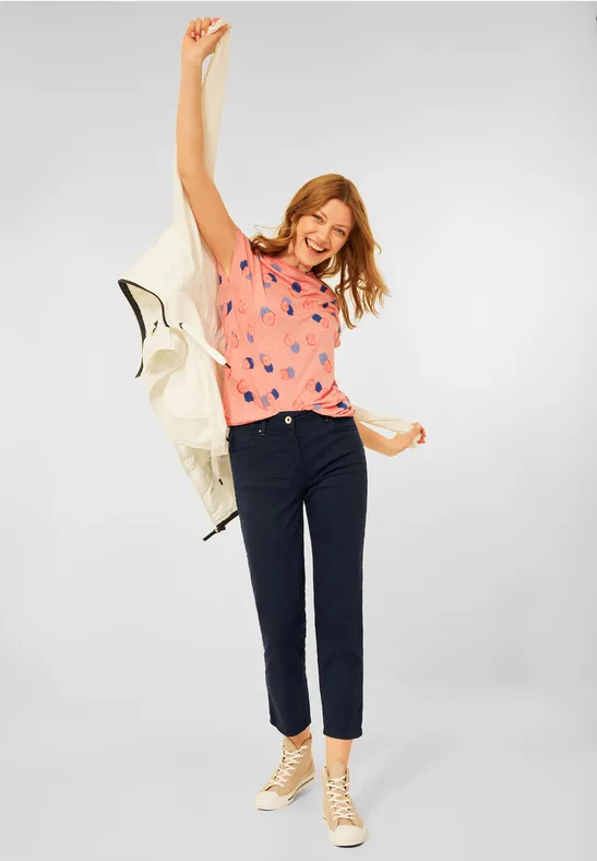 Slim-fit broek in high waist deep blue