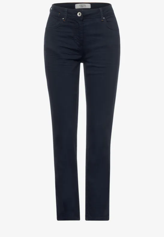 Slim-fit broek in high waist deep blue