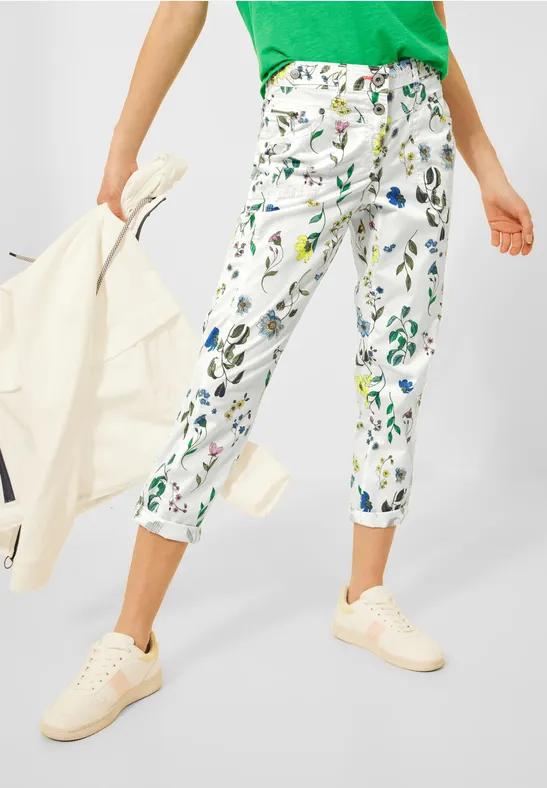 Casual Fit Hose mit Print vanilla white