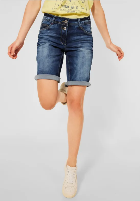 Loose-fit jeansshort mid blue wash