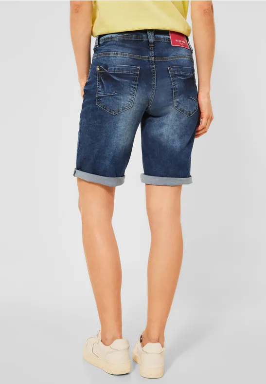 Loose-fit jeansshort mid blue wash