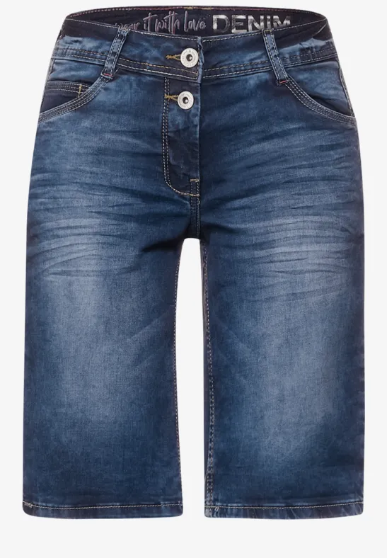 Loose-fit jeansshort mid blue wash