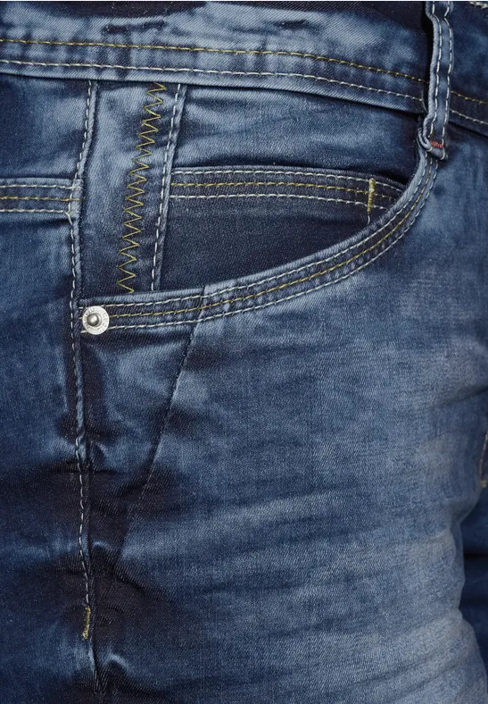 Loose-fit jeansshort mid blue wash