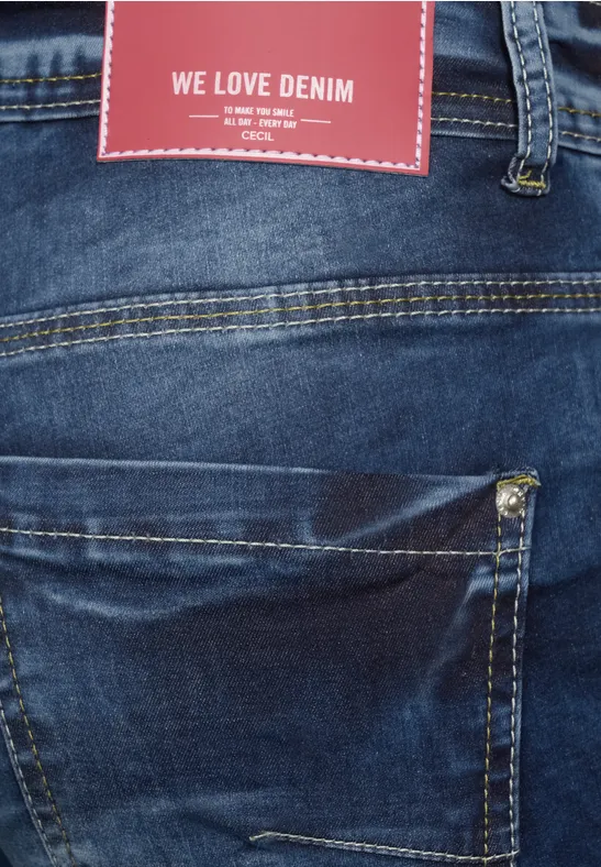 Loose-fit jeansshort mid blue wash