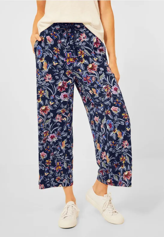 Loose-fit broek met print deep blue