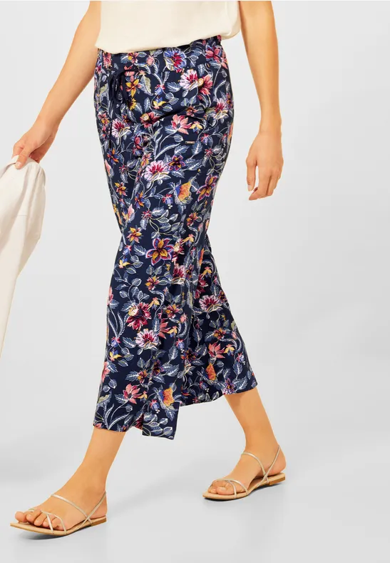 Casual-fit broek met print deep blue