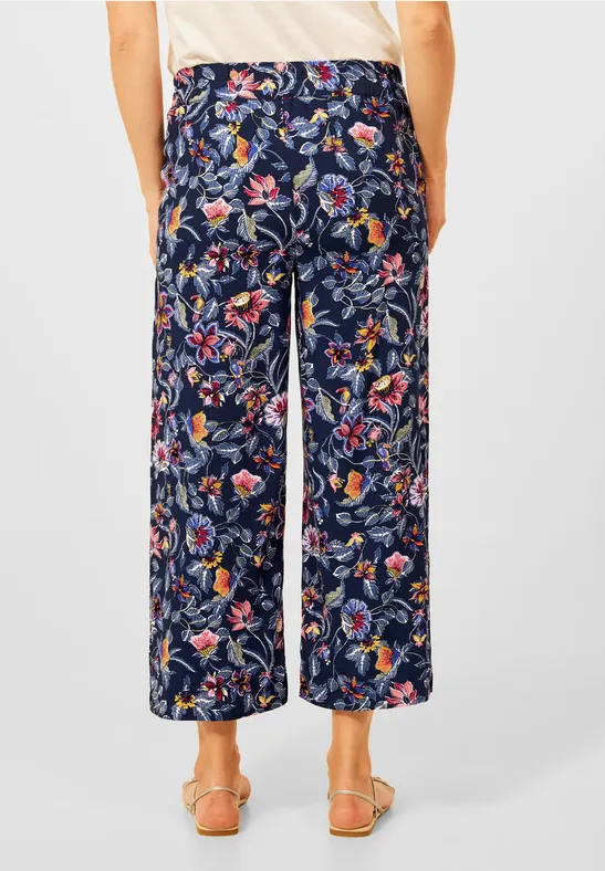 Casual-fit broek met print deep blue