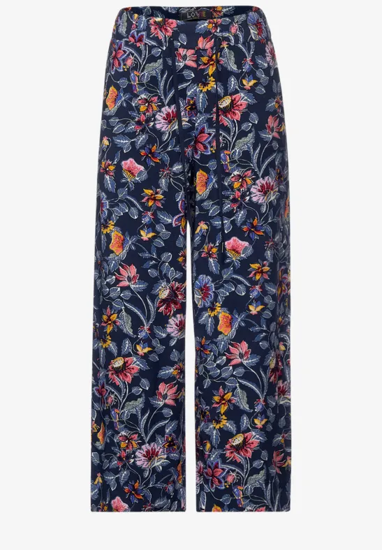 Casual-fit broek met print deep blue