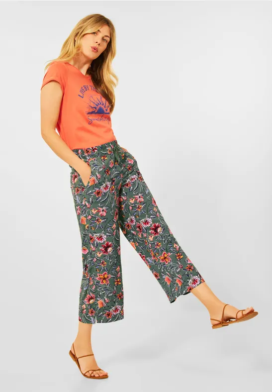 Casual-fit broek met print desert olive green
