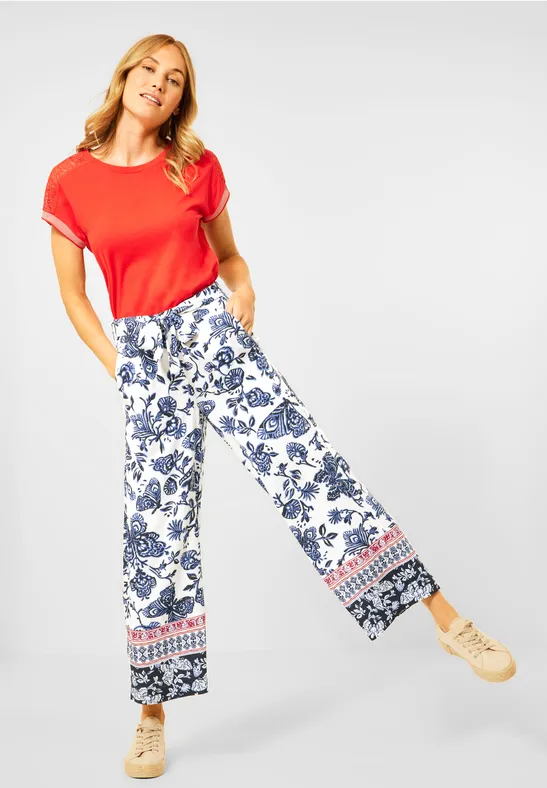 Loose Fit Hose mit Print vanilla white