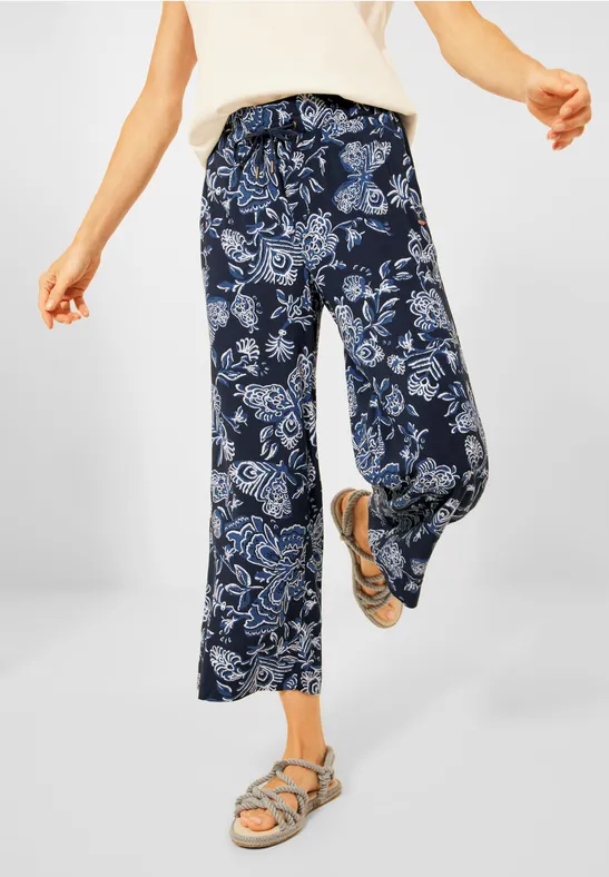 Casual-fit broek met print deep blue