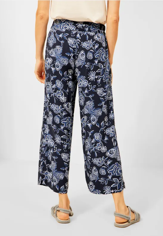 Casual-fit broek met print deep blue
