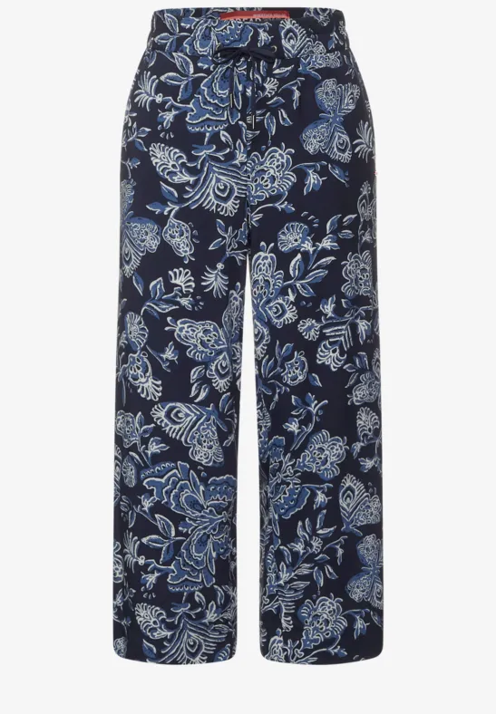 Casual-fit broek met print deep blue