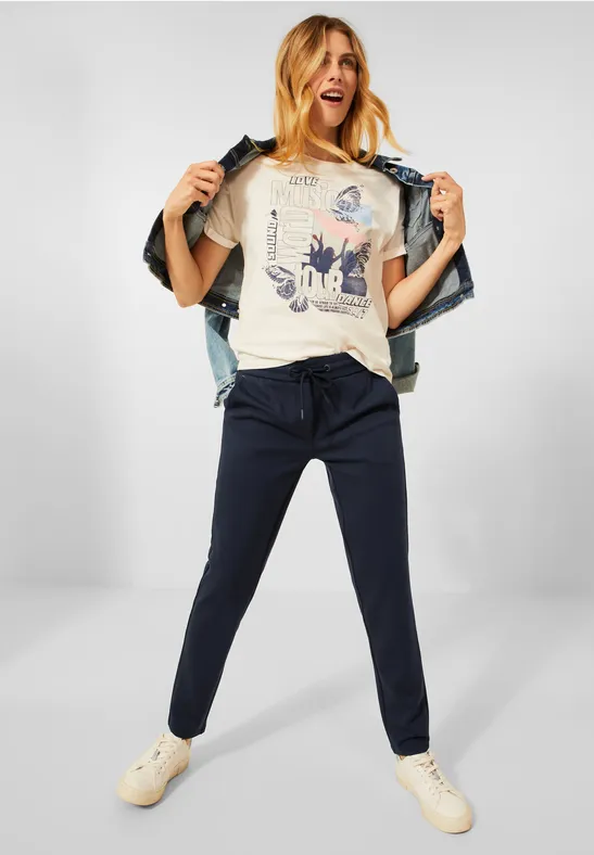 Pantalon casual fit en jersey deep blue