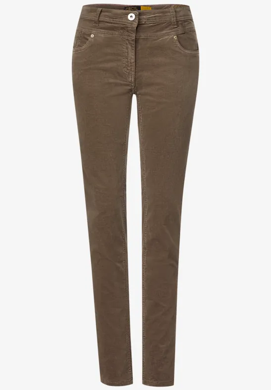 Slim Fit Samthose pine bark brown